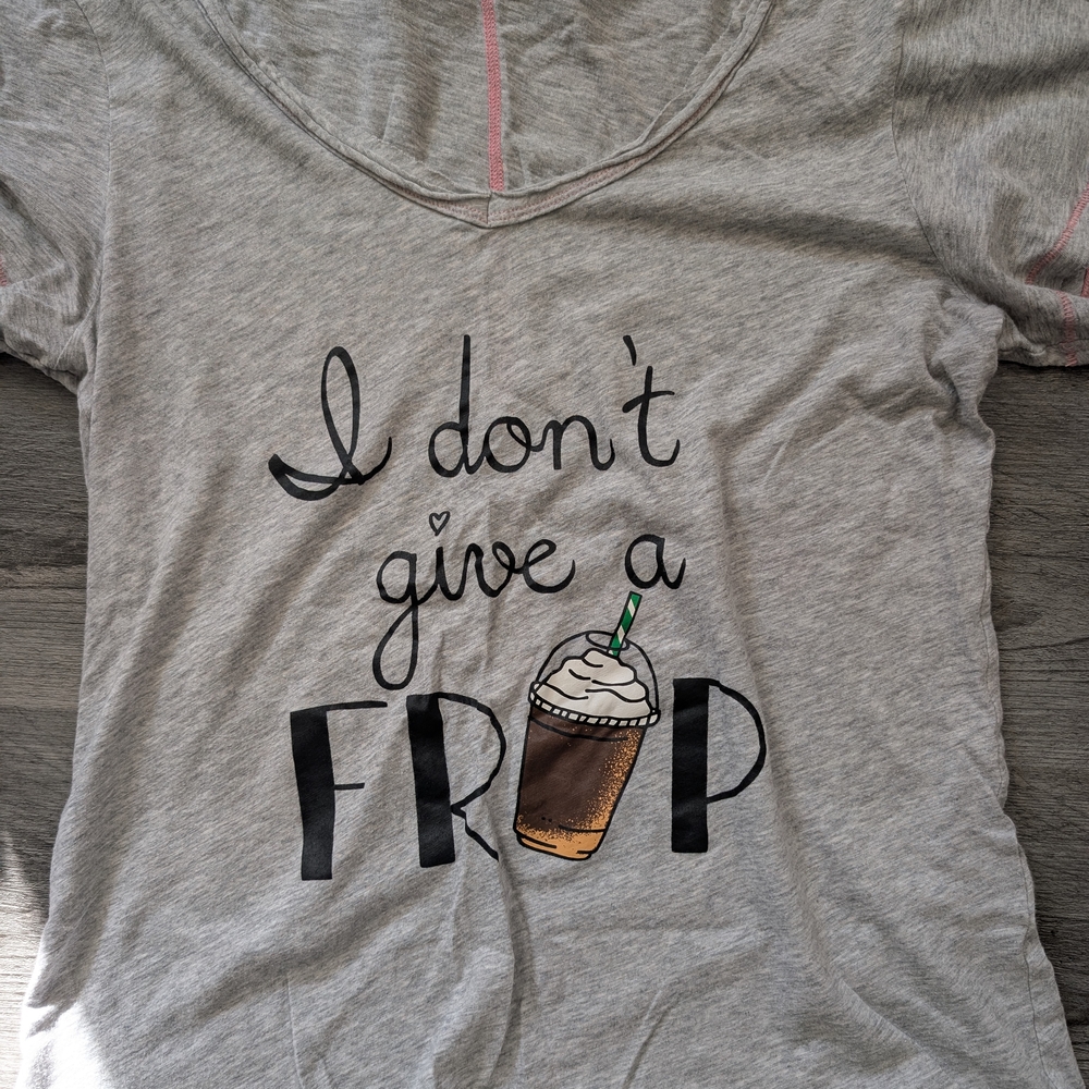 Jenni Gray Graphic Tee with Coffee Design